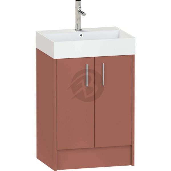 Calypso Brecon 2 Door Floor Standing Vanity Unit With Memphis Ceramic White Basin – 600mm Wide – 1 TH - Terracotta