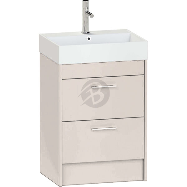 Calypso Brecon 2 Drawer Floor Standing Vanity Unit With Memphis Ceramic White Basin – 600mm Wide – 1 TH - Stone Gloss