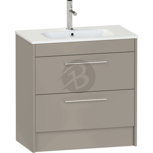 Calypso Brecon 2 Drawer Floor Standing Vanity Unit With Orani Cast Gloss White Basin – 800mm Wide – 1 TH - Basalt Mist