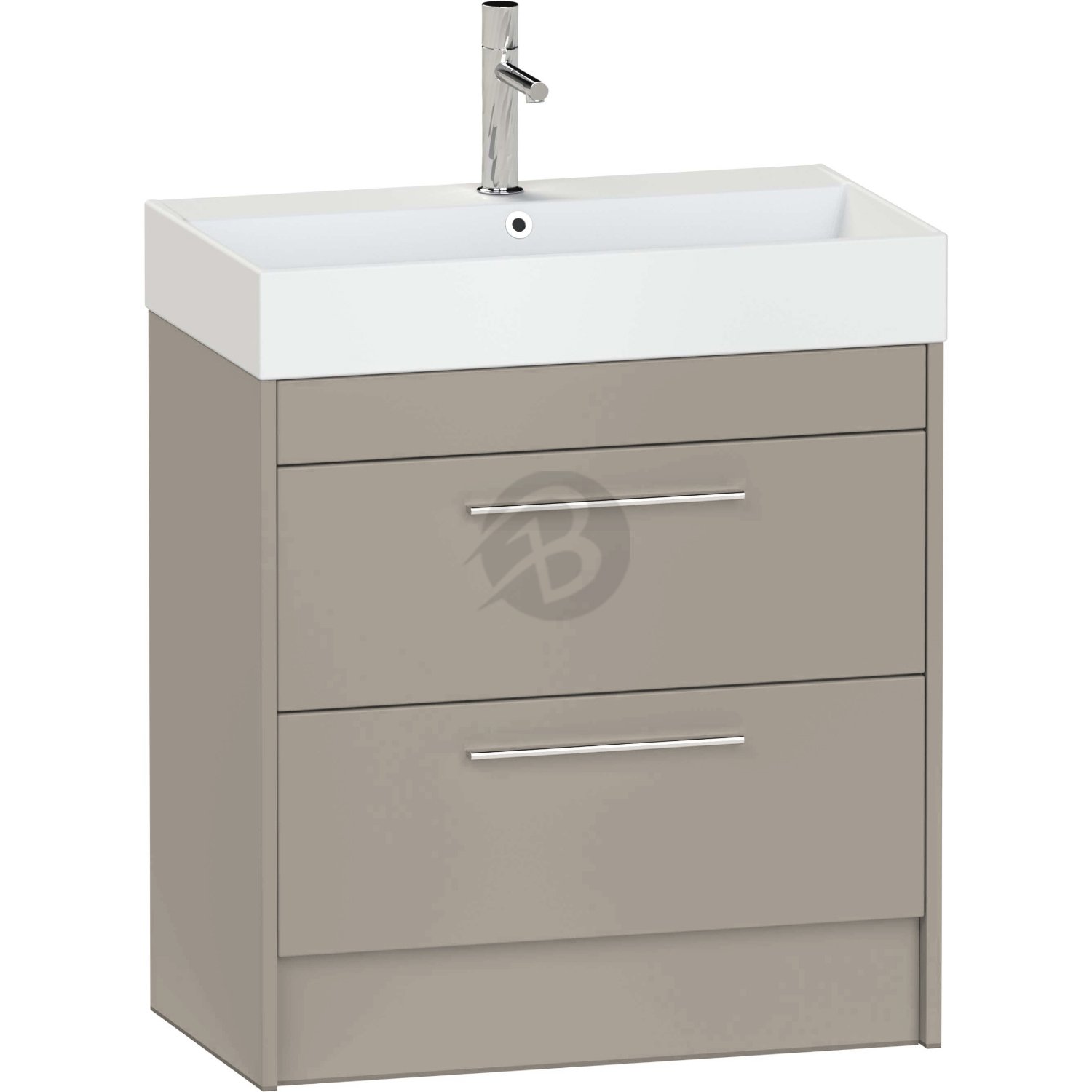 Calypso Brecon 2 Drawer Floor Standing Vanity Unit With Memphis Ceramic White Basin – 800mm Wide – 1 TH - Basalt Mist