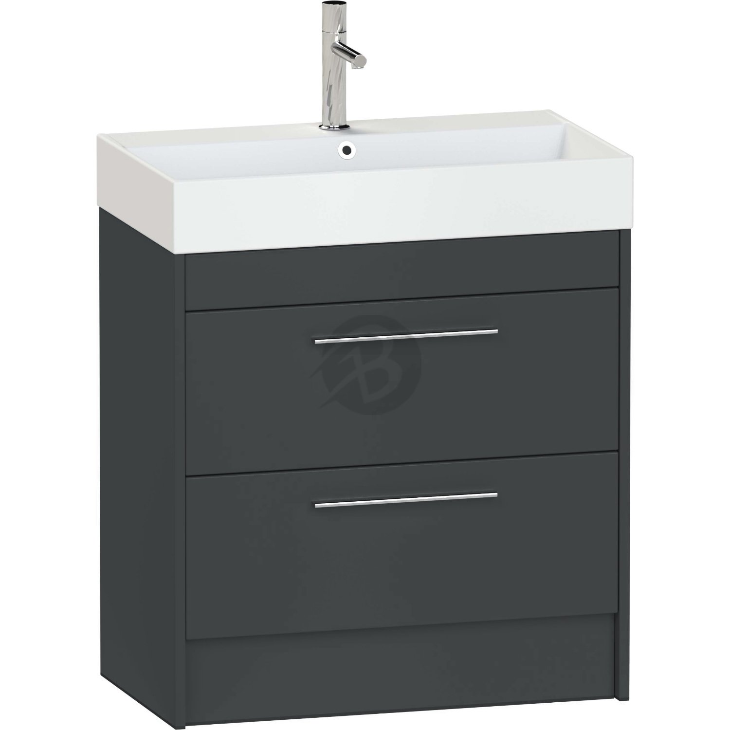 Calypso Brecon 2 Drawer Floor Standing Vanity Unit With Memphis Ceramic White Basin – 800mm Wide – 1 TH - Soft Graphite