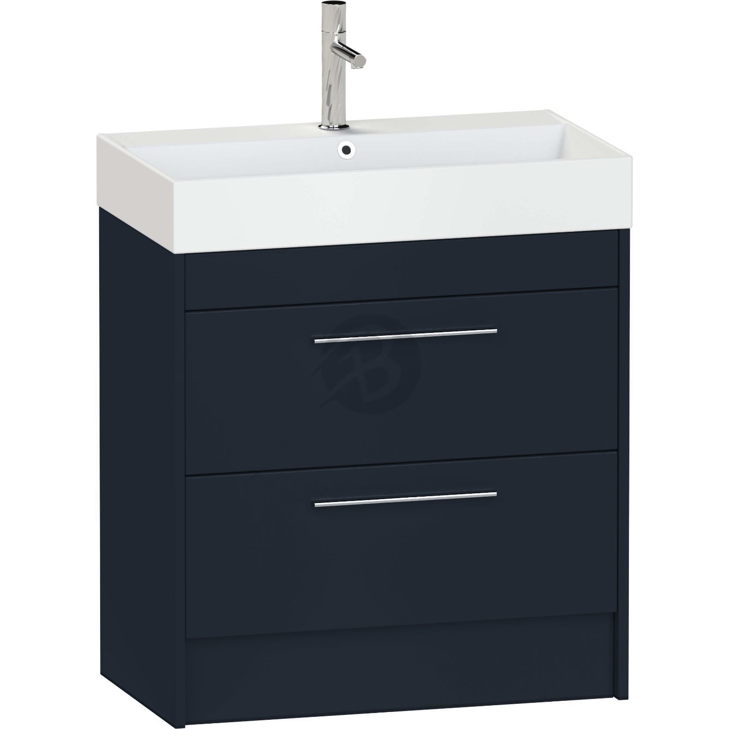 Calypso Brecon 2 Drawer Floor Standing Vanity Unit With Memphis Ceramic White Basin – 800mm Wide – 1 TH - Marine Blue