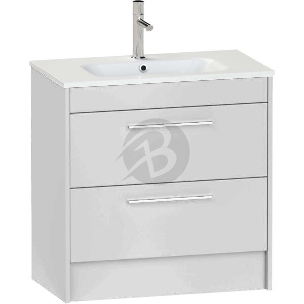 Calypso Brecon 2 Drawer Floor Standing Vanity Unit With Orani Cast Gloss White Basin – 800mm Wide – 1 TH - Pebble
