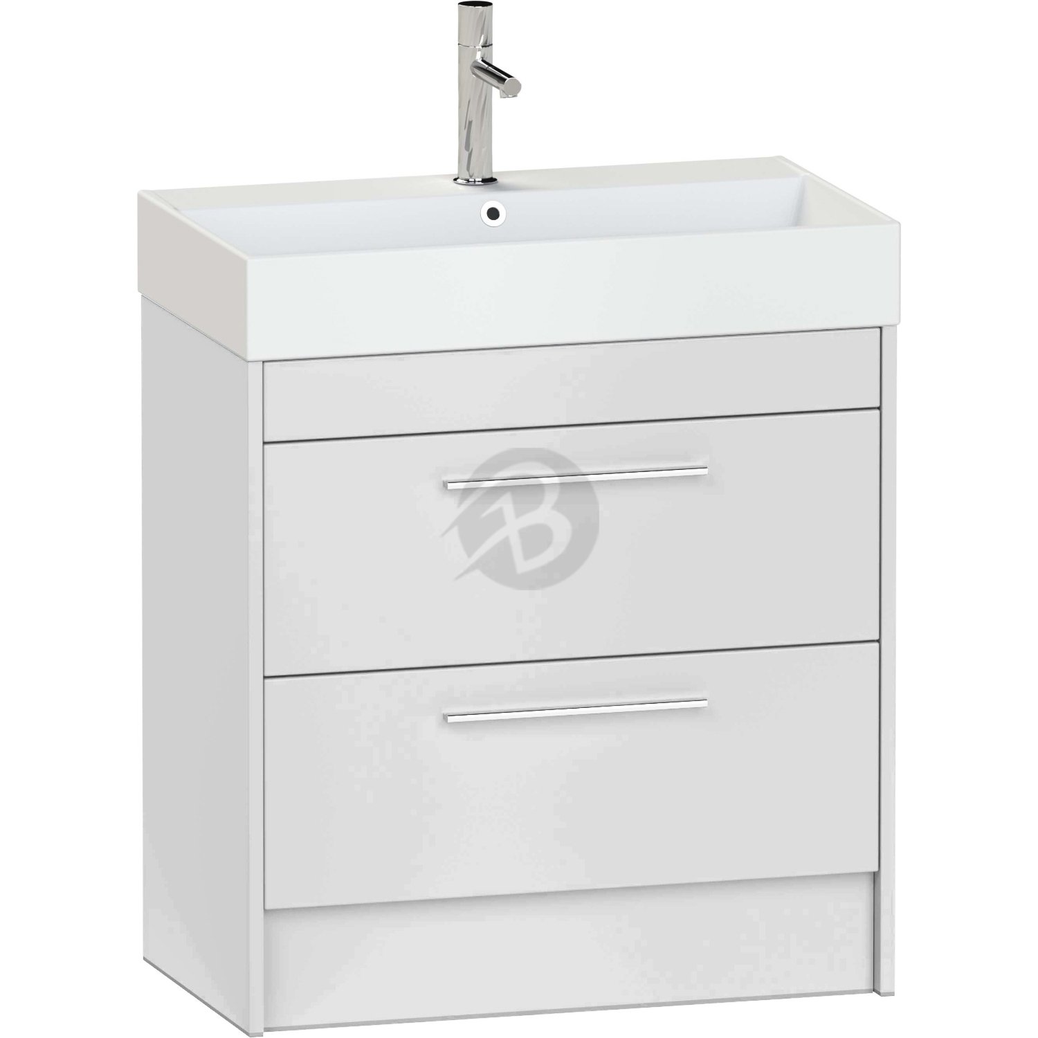 Calypso Brecon 2 Drawer Floor Standing Vanity Unit With Memphis Ceramic White Basin – 800mm Wide – 1 TH - Pebble