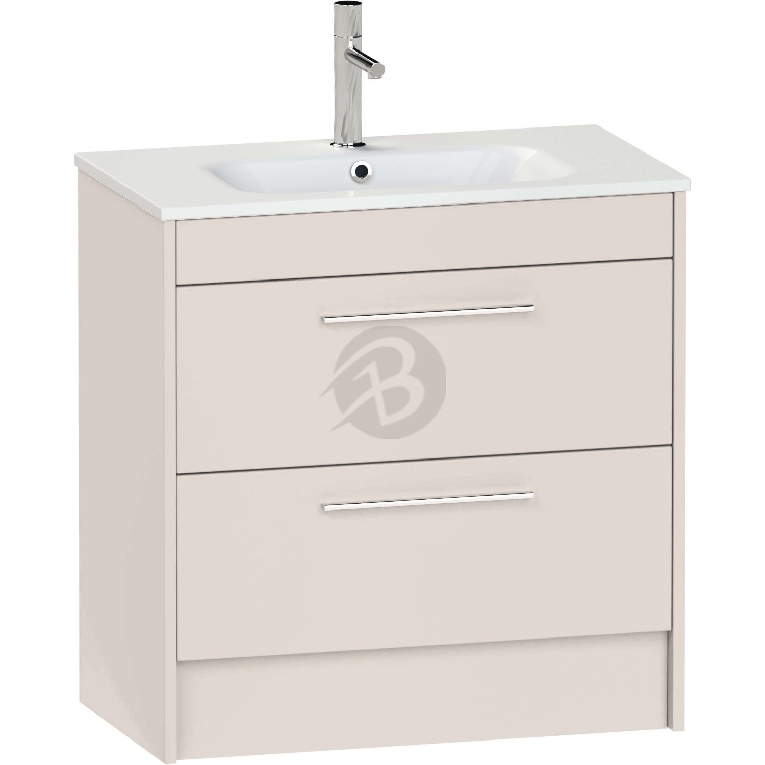 Calypso Brecon 2 Drawer Floor Standing Vanity Unit With Serrenti Ceramic White Basin – 800mm Wide – 1 TH - Stone Gloss