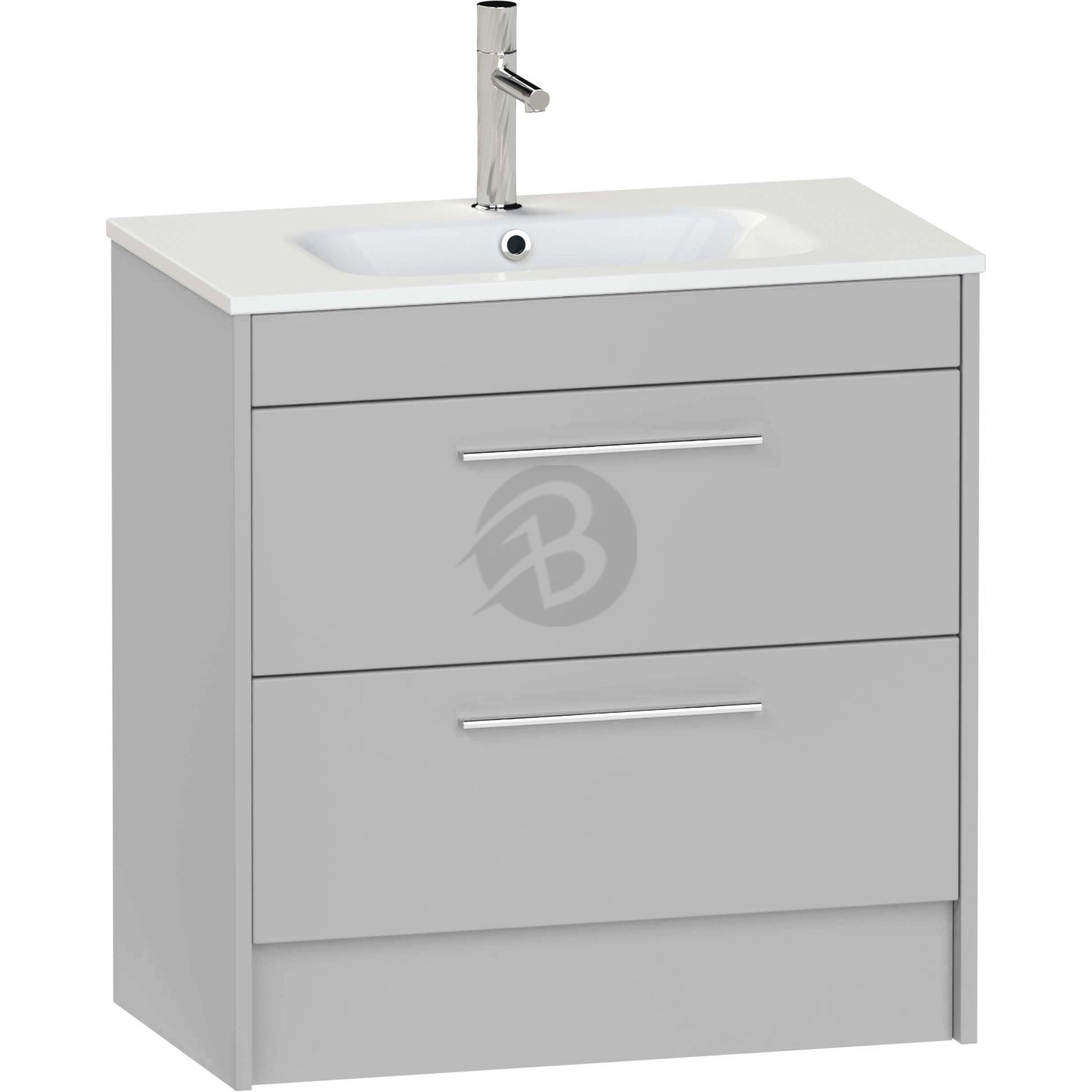 Calypso Brecon 2 Drawer Floor Standing Vanity Unit With Serrenti Ceramic White Basin – 800mm Wide – 1 TH - Slate Mist