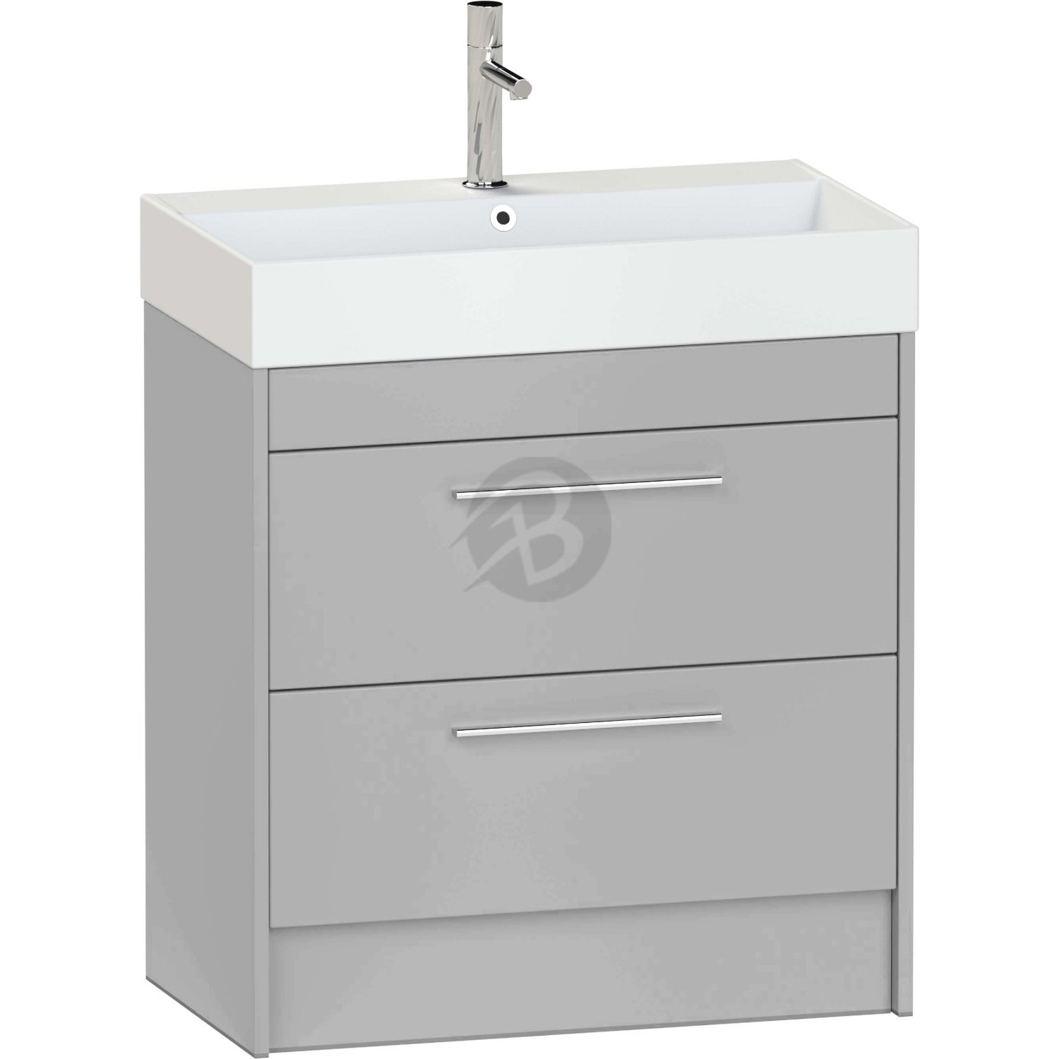 Calypso Brecon 2 Drawer Floor Standing Vanity Unit With Memphis Ceramic White Basin – 800mm Wide – 1 TH - Slate Mist
