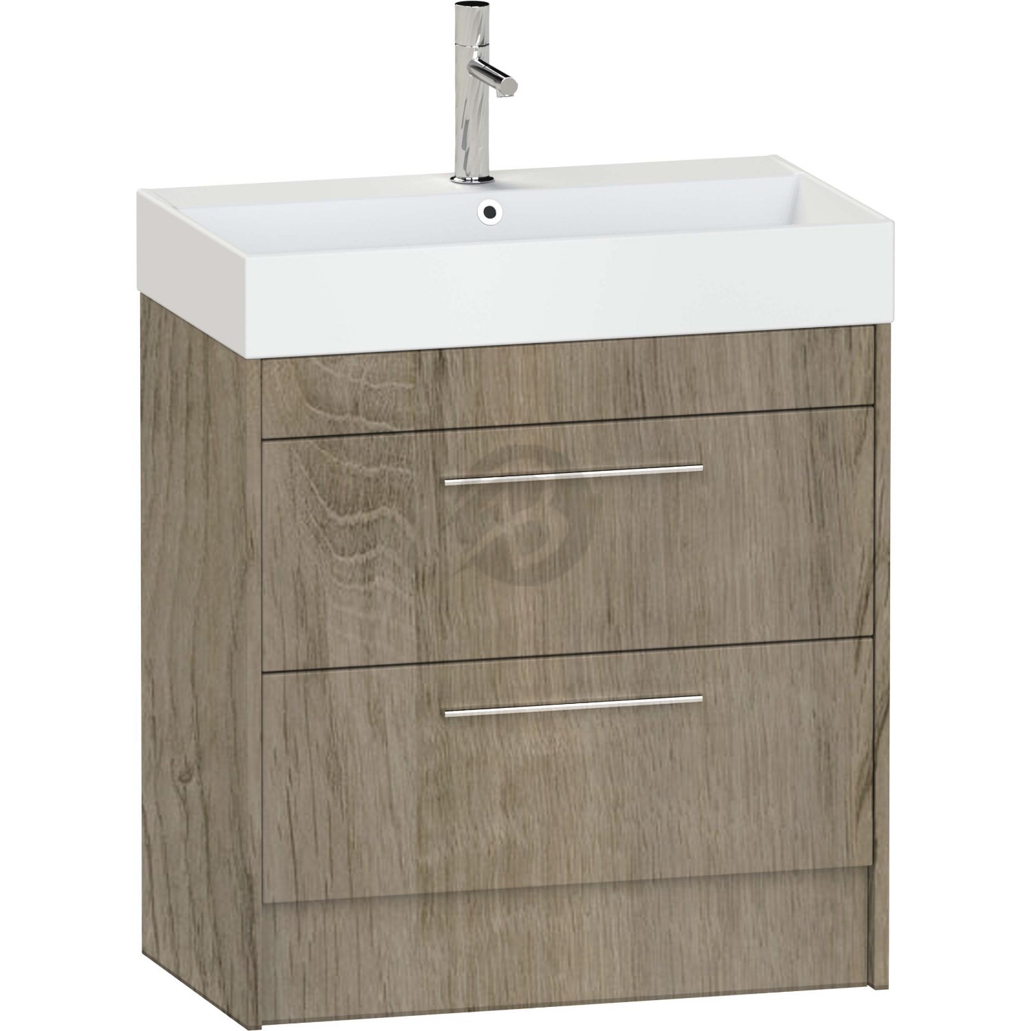 Calypso Brecon 2 Drawer Floor Standing Vanity Unit With Memphis Ceramic White Basin – 800mm Wide – 1 TH - Shorewood