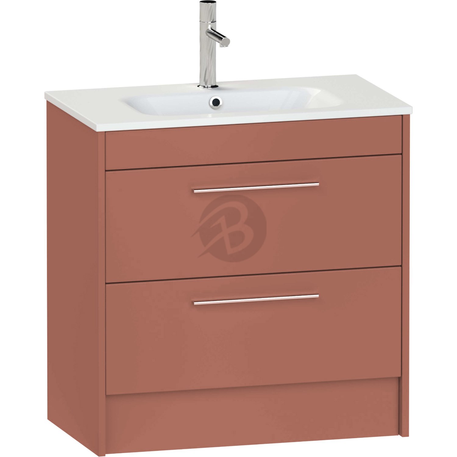 Calypso Brecon 2 Drawer Floor Standing Vanity Unit With Serrenti Ceramic White Basin – 800mm Wide – 1 TH - Terracotta