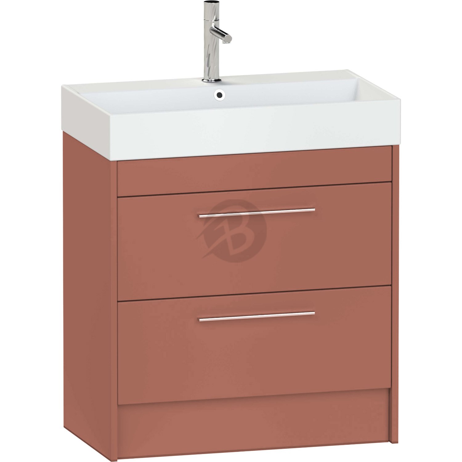 Calypso Brecon 2 Drawer Floor Standing Vanity Unit With Memphis Ceramic White Basin – 800mm Wide – 1 TH - Terracotta