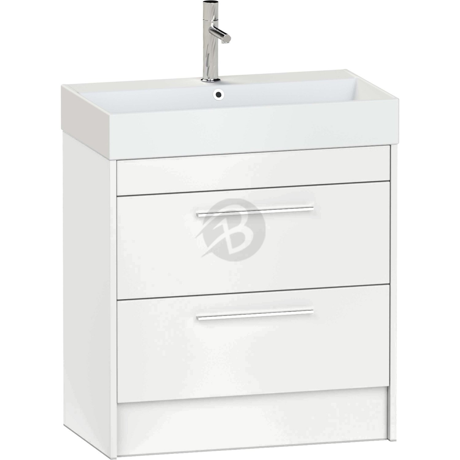Calypso Brecon 2 Drawer Floor Standing Vanity Unit With Memphis Ceramic White Basin – 800mm Wide – 1 TH - Soft White