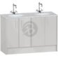 Calypso Brecon 4 Door Floor Standing Vanity Unit With Calypstone Aura Cirrus White Double Basin - 1200mm Wide - No TH