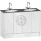 Calypso Brecon 4 Door Floor Standing Vanity Unit With Calypstone Aura Storm Grey Double Basin - 1200mm Wide - No TH