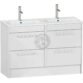 Calypso Brecon 4 Drawer Floor Standing Vanity Unit With Orani Cast Gloss White Double Basin - 1200mm Wide - 1 TH