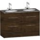 Calypso Brecon 4 Drawer Floor Standing Vanity Unit With Calypstone Aura Storm Grey Double Basin - 1200mm Wide - No TH