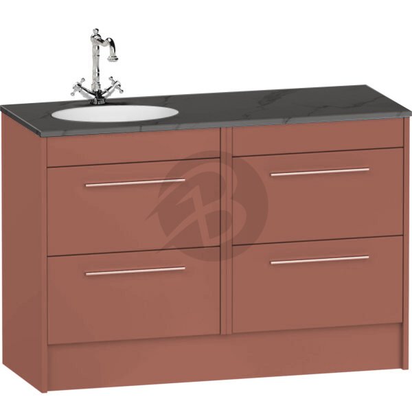 Calypso Brecon 4 Drawer Floor Standing Vanity Unit With Calypstone Aura Storm Grey Basin – 1200mm Wide – No TH – LH - Terracotta