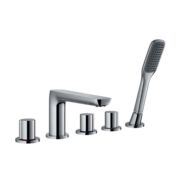 Flova Allore 5-Hole Bath Shower Mixer Tap With Shower Set - Diamond Chrome