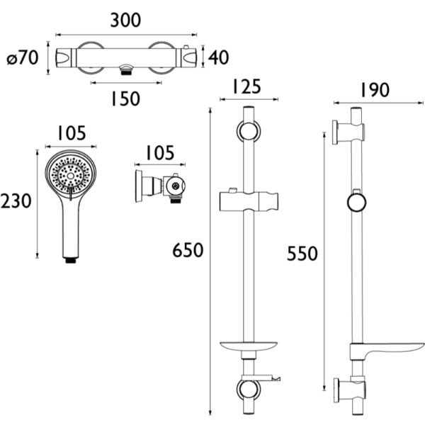 Bristan Artisan Thermostatic Bar Shower Valve With Adjustable Riser And Fast Fit Connections - Chrome - Image 2