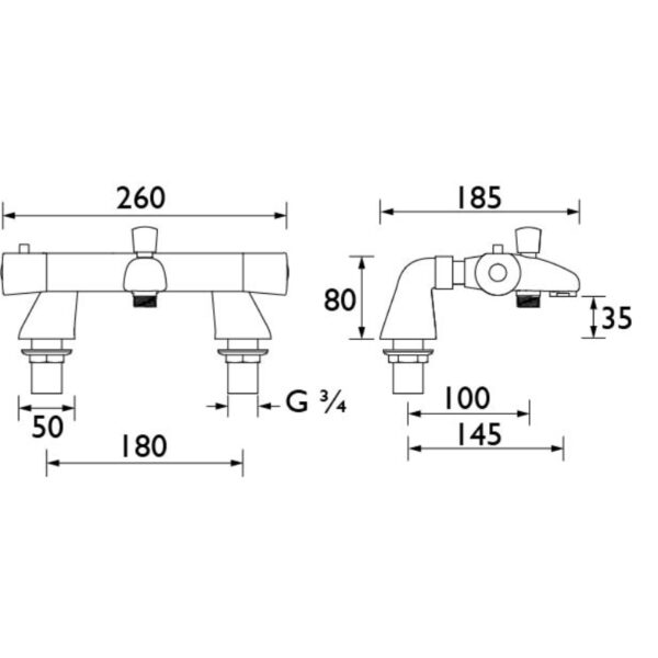 Bristan Artisan Thermostatic Bath Shower Mixer Tap - Chrome - Image 2