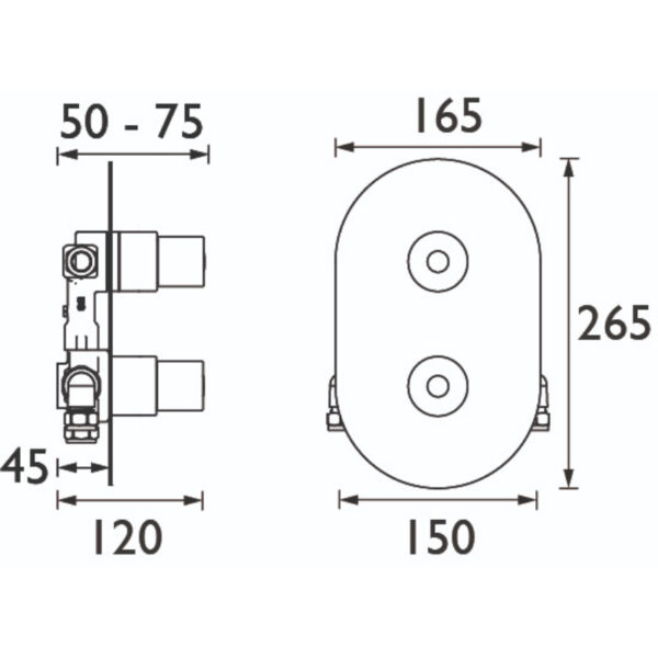 Bristan Artisan Recessed Thermostatic Dual Control Shower Valve With Integral Diverter - Chrome - Image 2