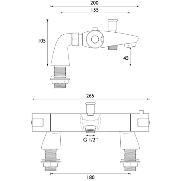 Bristan Assure Thermostatic Tmv2 Bath Shower Mixer Tap - Chrome - Image 2