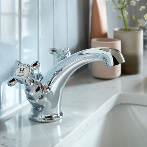 Booth and Co Axbridge Crosshead Mono Basin Mixer Tap With Pop-Up Basin Waste - Image 2