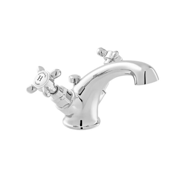 Booth and Co Axbridge Crosshead Mono Basin Mixer Tap With Pop-Up Basin Waste