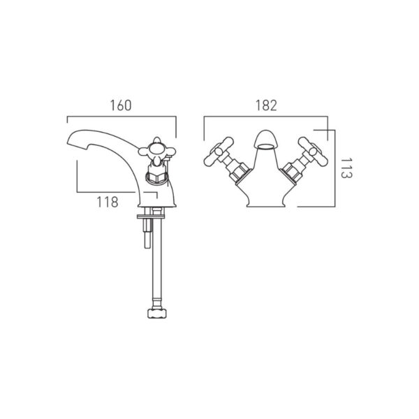 Booth and Co Axbridge Crosshead Mono Basin Mixer Tap With Pop-Up Basin Waste - Image 7