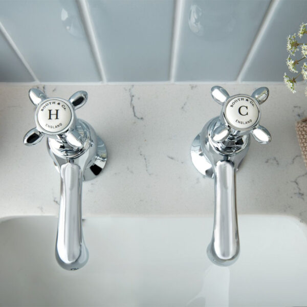 Booth and Co Axbridge Crosshead Basin Pillar Taps - Image 3