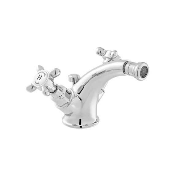 Booth and Co Axbridge Crosshead Mono Bidet Mixer Tap With Pop-Up Basin Waste