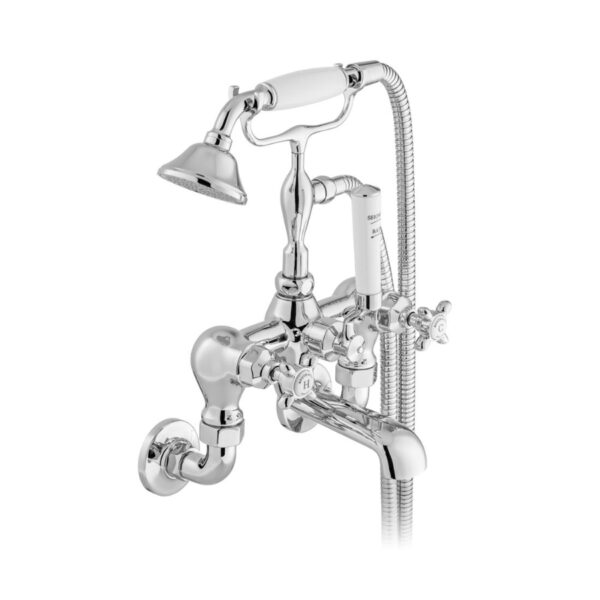 Booth and Co Axbridge Wall Mounted Bath Shower Mixer Tap With Shower Kit