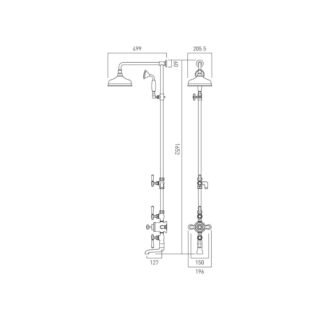 Booth and Co Axbridge 3 Outlet Exposed Thermostatic Shower Column With Bath Spout - Image 6