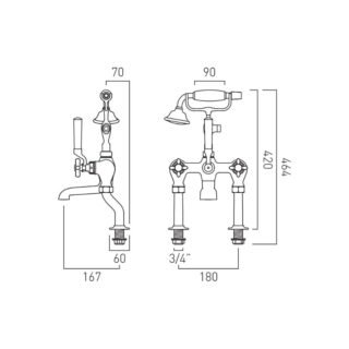 Booth and Co Axbridge Bath Shower Mixer Tap With Shower Kit - Image 2