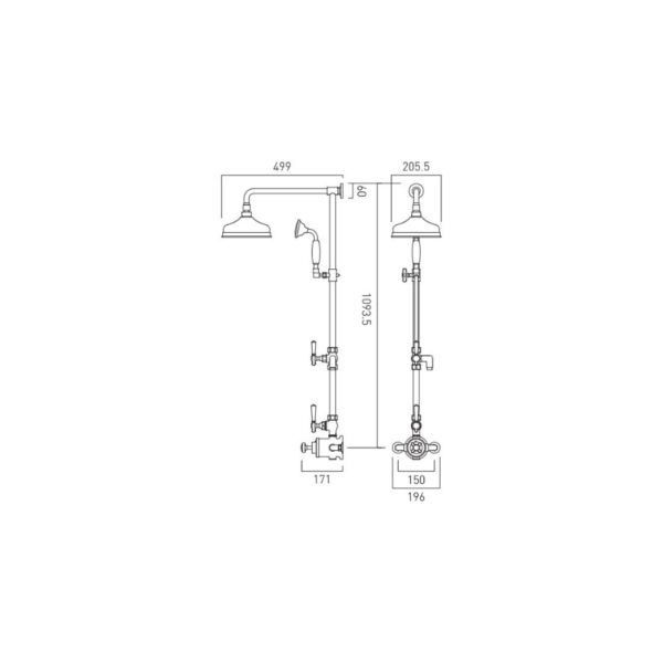 Booth and Co Axbridge 2 Outlet Exposed Thermostatic Shower Column - Image 6