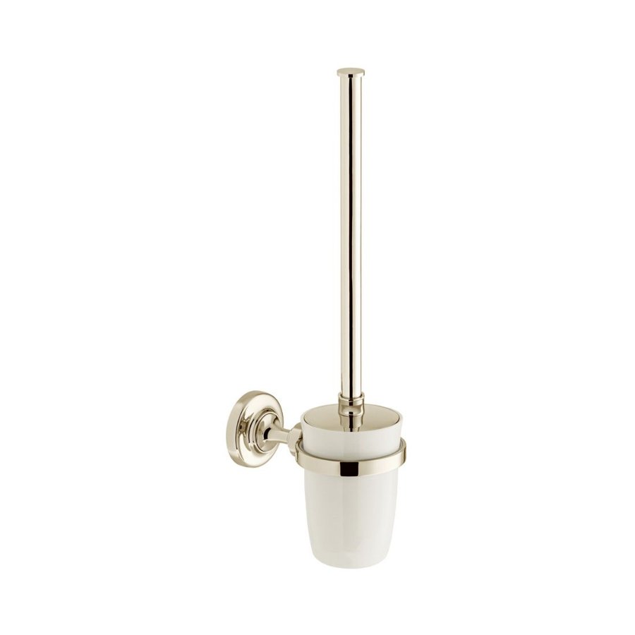 Booth and Co Axbridge Toilet Brush And Ceramic Holder - Bright Nickel
