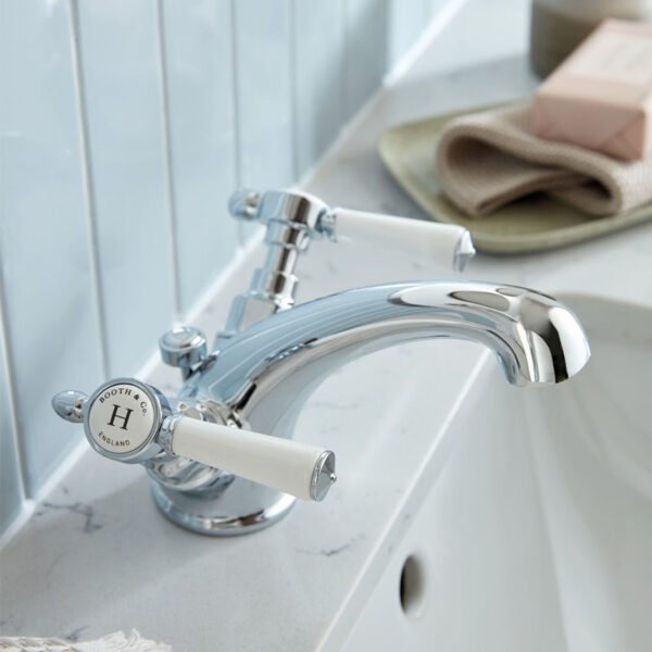 Booth and Co Axbridge Lever Mono Basin Mixer Tap With Pop-Up Basin Waste - Image 2