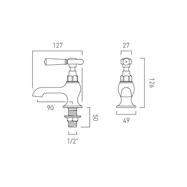 Booth and Co Axbridge Lever Basin Pillar Taps - Image 6