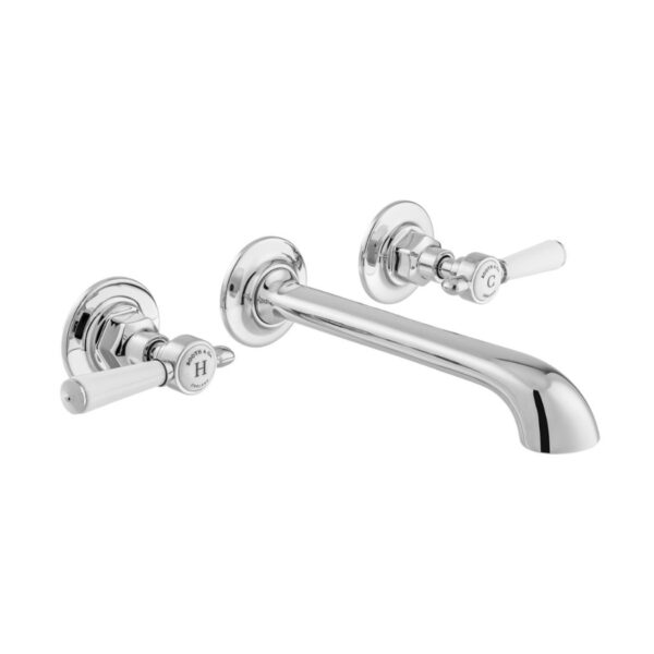 Booth and Co Axbridge Lever 3 Hole Wall Mounted Basin Mixer Tap