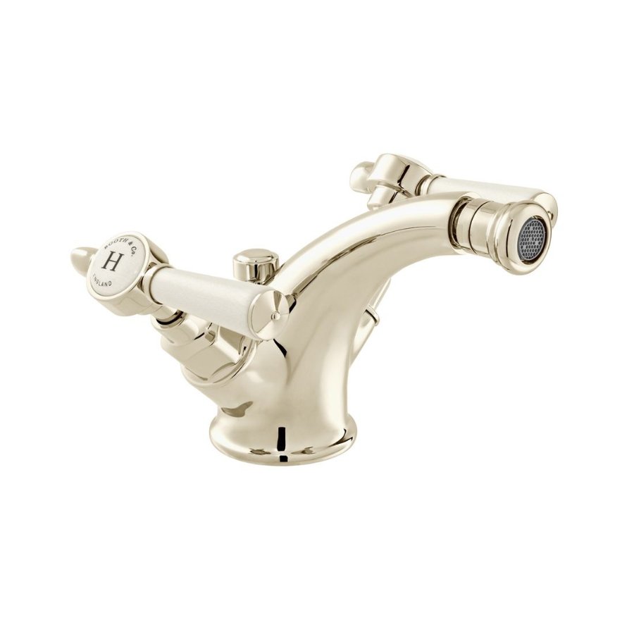 Booth and Co Axbridge Lever Mono Bidet Mixer Tap With Pop-Up Basin Waste - Bright Nickel