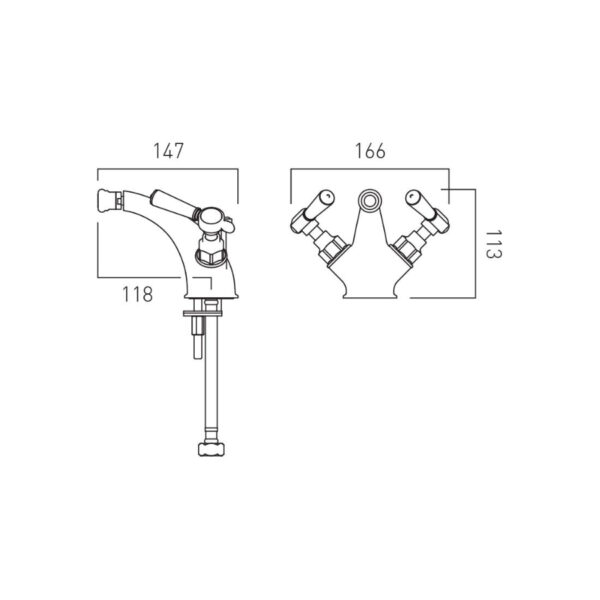 Booth and Co Axbridge Lever Mono Bidet Mixer Tap With Pop-Up Basin Waste - Image 3