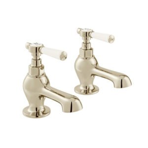 Booth and Co Axbridge Lever Bath Pillar Taps - Bright Nickel