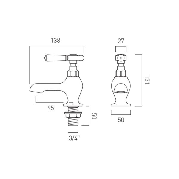 Booth and Co Axbridge Lever Bath Pillar Taps - Image 3