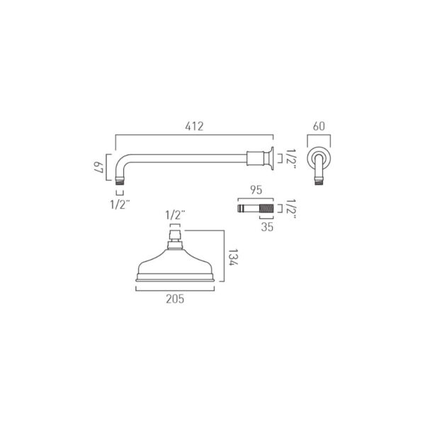 Booth and Co Axbridge Round Shower Head And Arm - 200mm? - Image 6