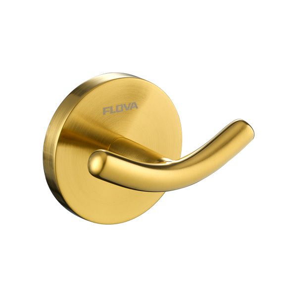 Flova Coco Round Toilet Double Robe Hook - Brushed Gold