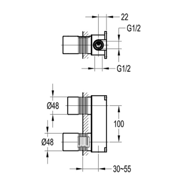 Flova Concealed Installation Box For 2-Hole Basin Mixer Tap - Moonlight / Spring - Image 2