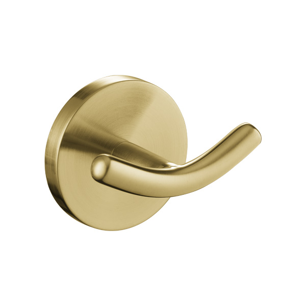 Flova Coco Round Toilet Double Robe Hook - Brushed Brass