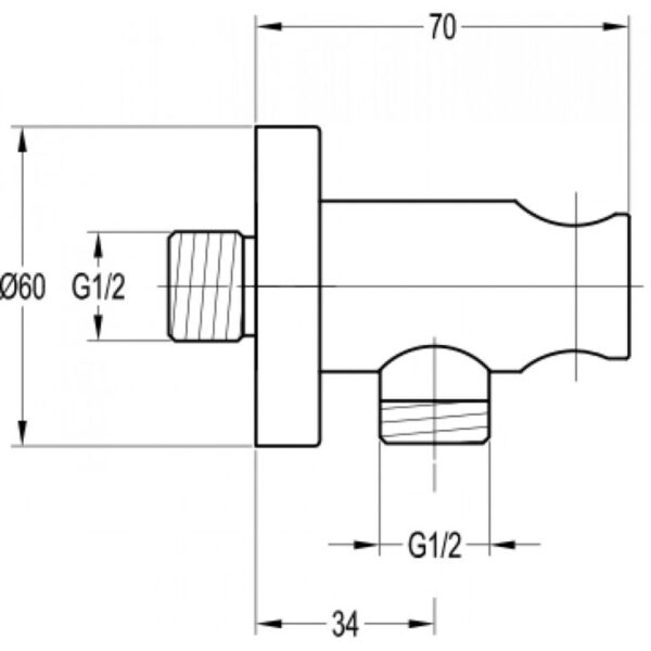 Flova Wall Outlet Elbow With Handset Holder - Image 2