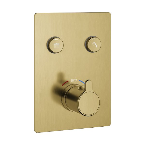 Flova Moonlight Square 2-Outlet Goclick Finishing Set - Brushed Brass