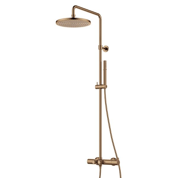Flova Moonlight Exposed Thermostatic Shower Column With Goclick Flow Control - Brushed Bronze