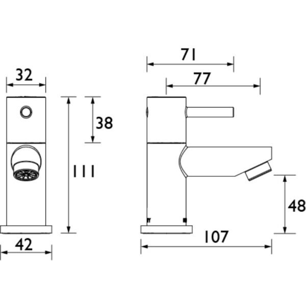 Bristan Blitz Basin Pillar Taps - Chrome - Image 2